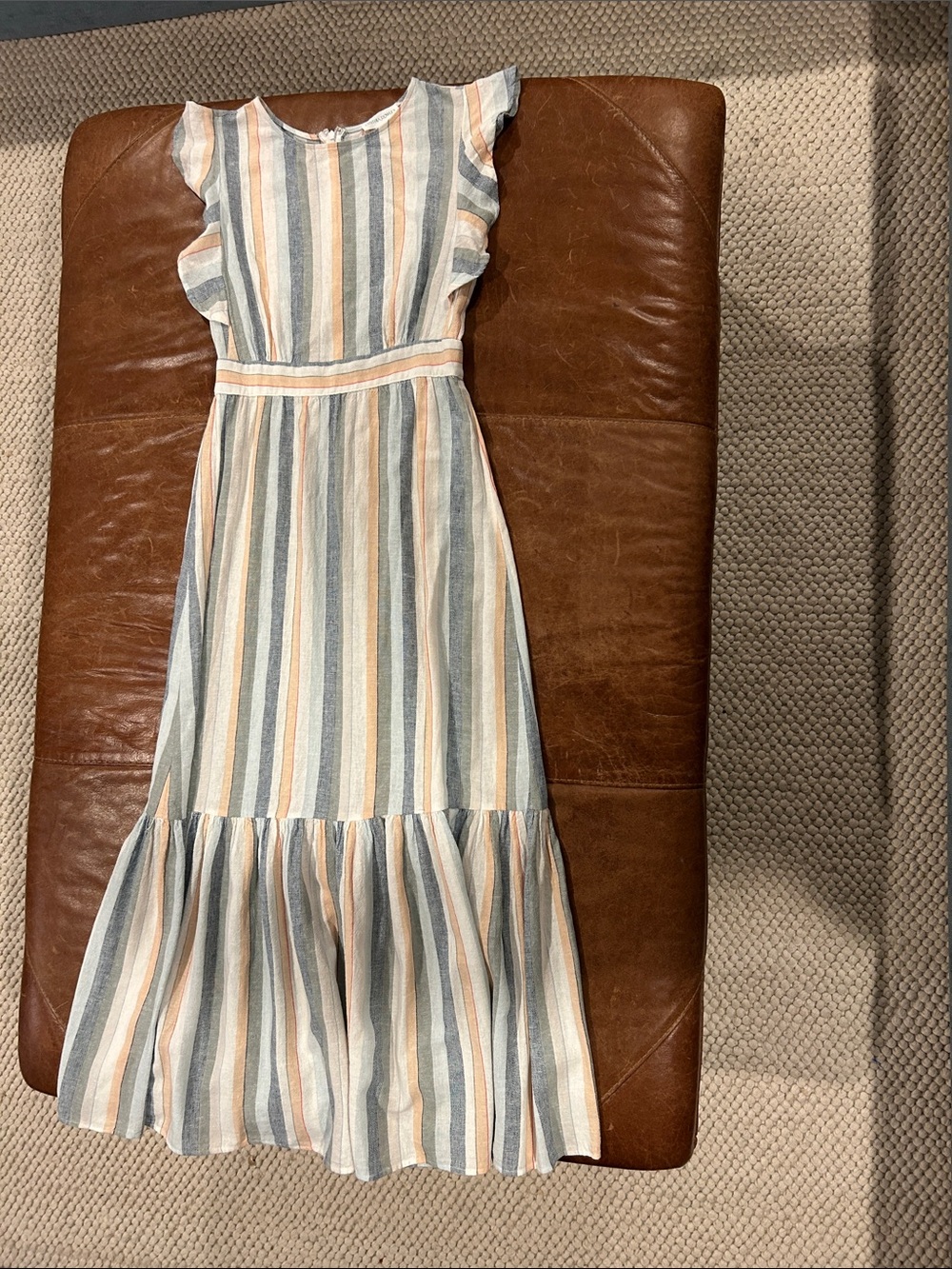 Cynthia Rowley Striped Midi Dress in Blue, Cream & Peach